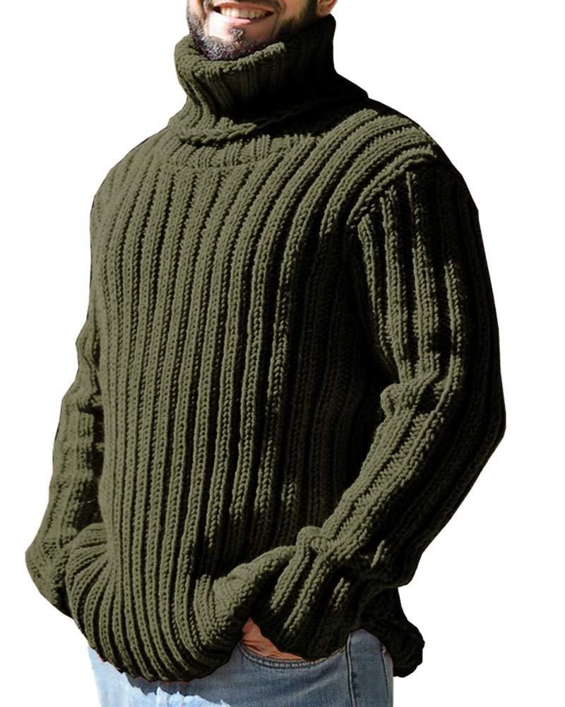 Turtleneck Herre Ensfarge Slim Fit Strikketopper 2024 Mote