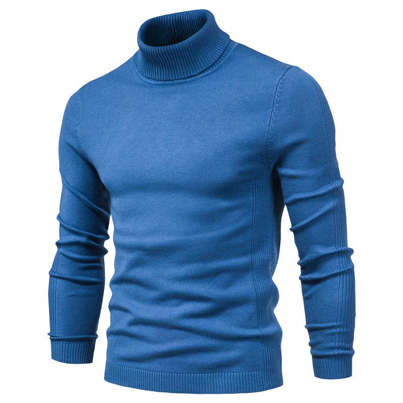 Uformell Herregenser Ensfarget Genser Med Turtleneck Strikkeplagg