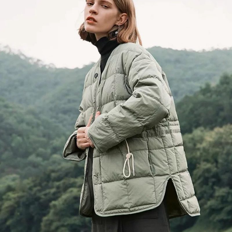 Dame Dunjakke Snøring Casual Coat Warm