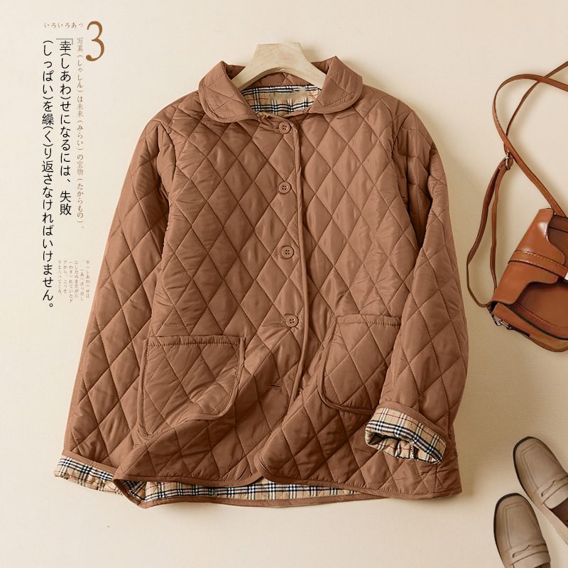 Dame Short Diamond Cotton Jacket Lett Single Breasted Fashion