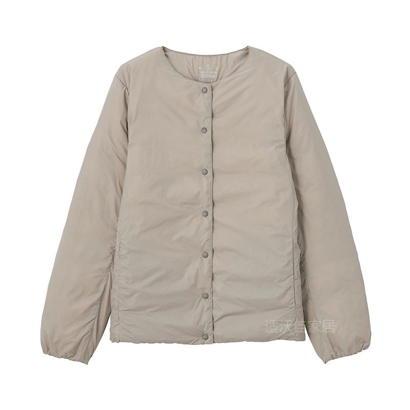 Lett Dunjakke Damejakke Slim Fit Krageløs Hjem Varm