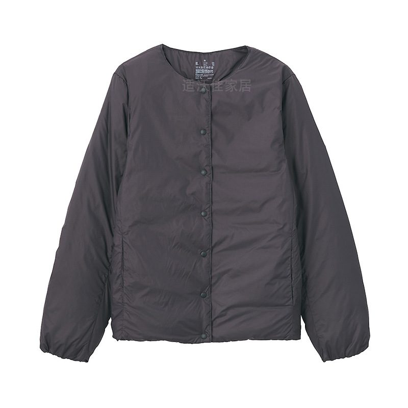Lett Dunjakke Damejakke Slim Fit Krageløs Hjem Varm