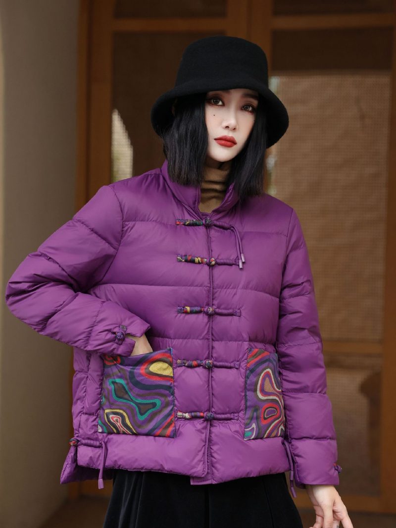 Retro Brodert Dunjakke Dame 2024 Ny Kort Varm Jakke