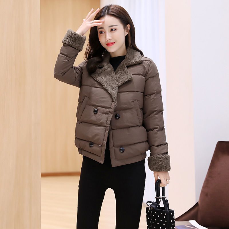 Varm Bomullsjakke Dame 2024 Langermet Lapel Short