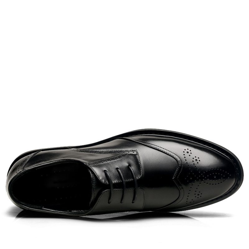 Brogue Sko Kjole Sko Menn Trend Sko Uformell Forretningskjole Skinn Plus Size Menns Spisse Tå Svarte Bryllupssko