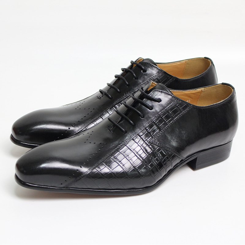 Kjole For Menn Sko Trykt Børstet Snøring Elegante Oxford Sko Business Dress Sko Herre Skinn