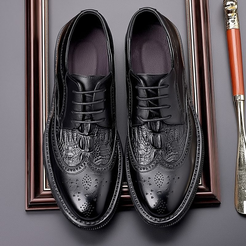 Spring Business Casual Dress Sko Herre Skinn Brogue Sko Herresko