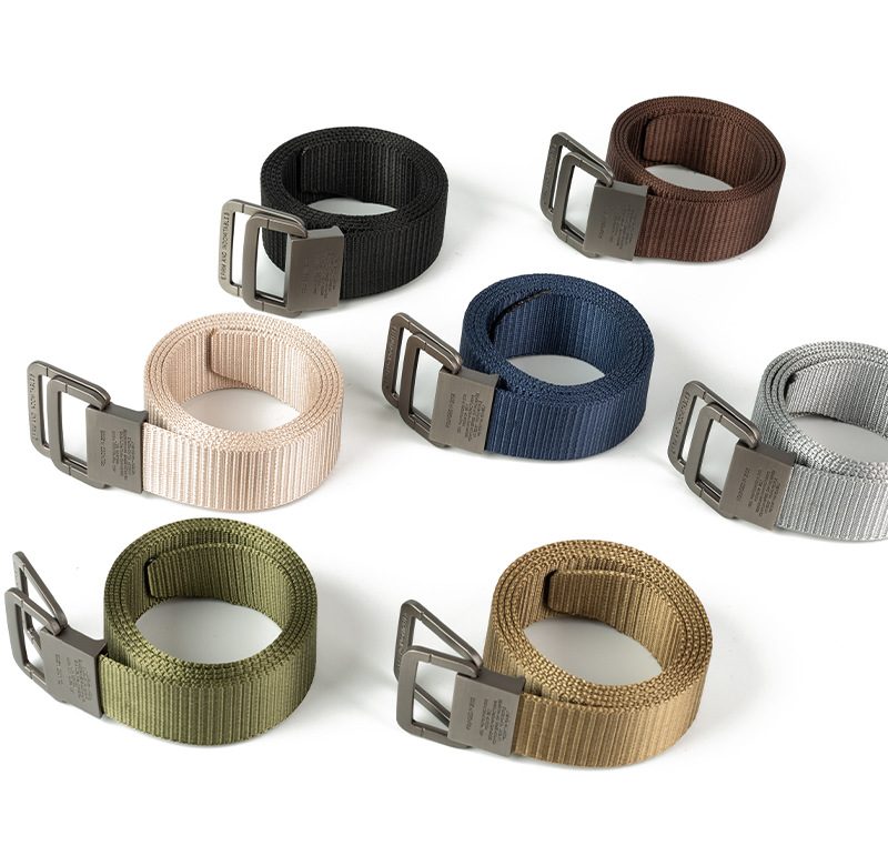 3.8 cm Nytt Dobbel Ringspenne Belte Herre Og Kvinner Nylon Casual Ungdoms Studentbukser