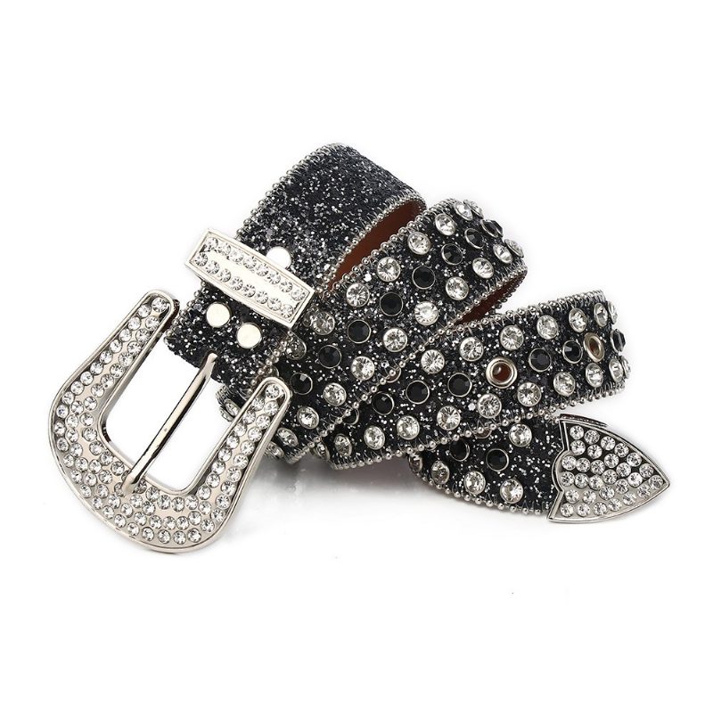 Rhinestone Belte Personlighet Stil Legering Pin Spenne Pu Materiale Menn Og Kvinner Mote Vinter Oppføring