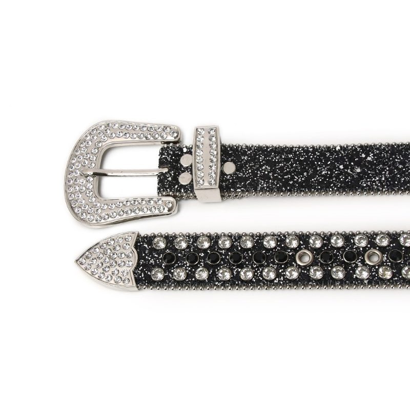 Rhinestone Belte Personlighet Stil Legering Pin Spenne Pu Materiale Menn Og Kvinner Mote Vinter Oppføring