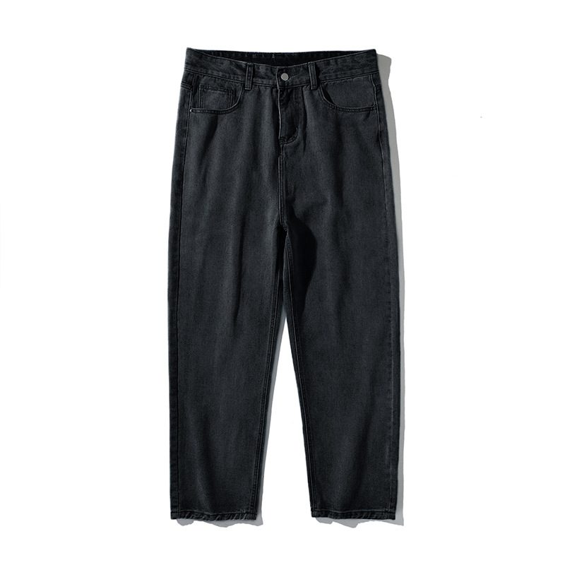 2024 Vår Og Høst Nye Herre Jeans I Ensfargede Løs Rett
