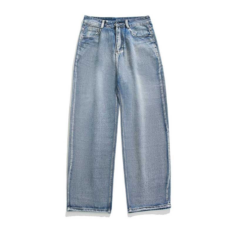 2024 Vår Og Høst Nye Herre Jeans I Ensfargede Løs Rett