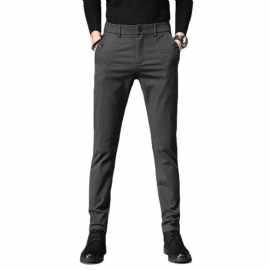 Business Menns Fritidsbukser 2024 Slim Fit Ensfargede Bukser