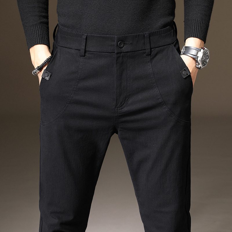 Business Menns Fritidsbukser 2024 Slim Fit Ensfargede Bukser