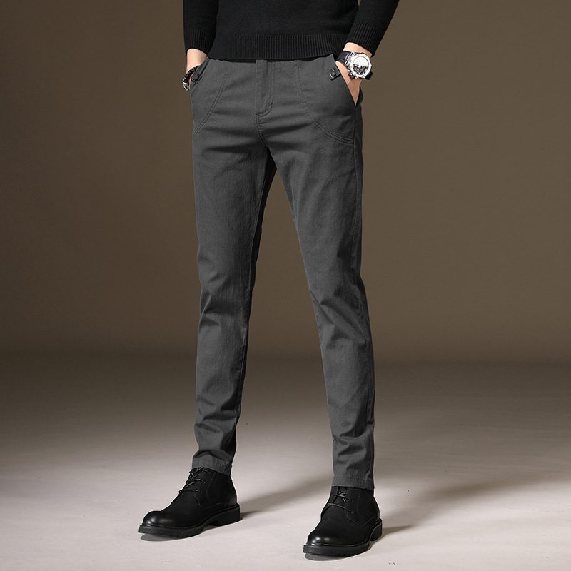 Business Menns Fritidsbukser 2024 Slim Fit Ensfargede Bukser