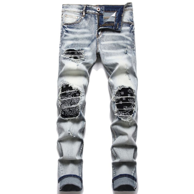 Jeans For Menn Slim Fit Glidelåsbukser