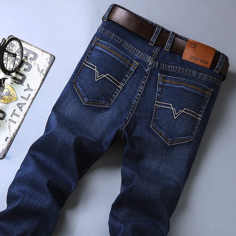 Jeans For Menn Slim Fit Rett Løs Elastisk Plus Size Casual