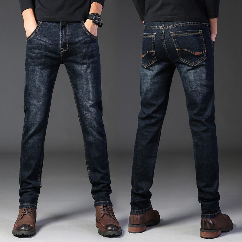 Jeans For Menn Slim Fit Rett Løs Elastisk Plus Size Casual