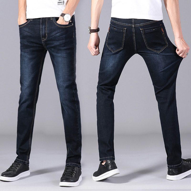 Jeans For Menn Slim Fit Rett Løs Elastisk Plus Size Casual
