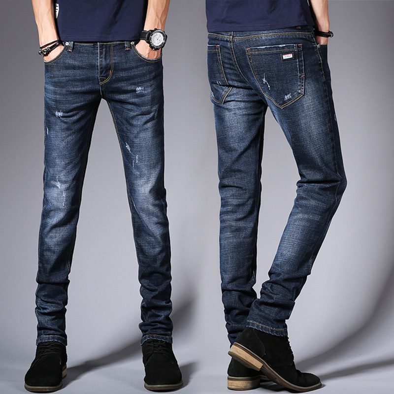 Jeans Herre Slim Fit Casual Vinterbukser