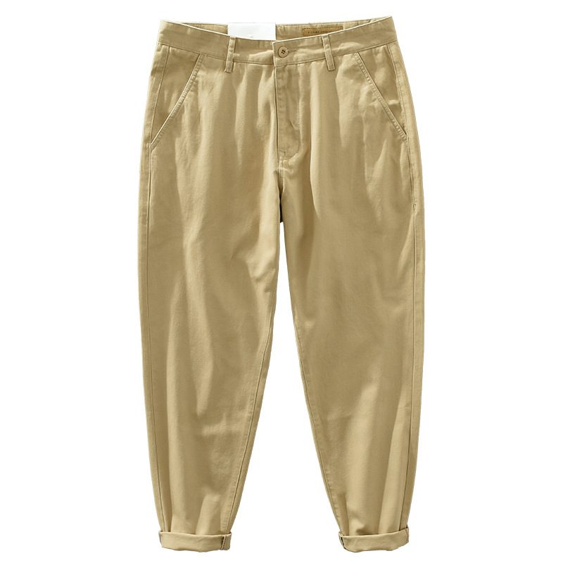 Løse Rette Trendy Bomullsbukser For Menn