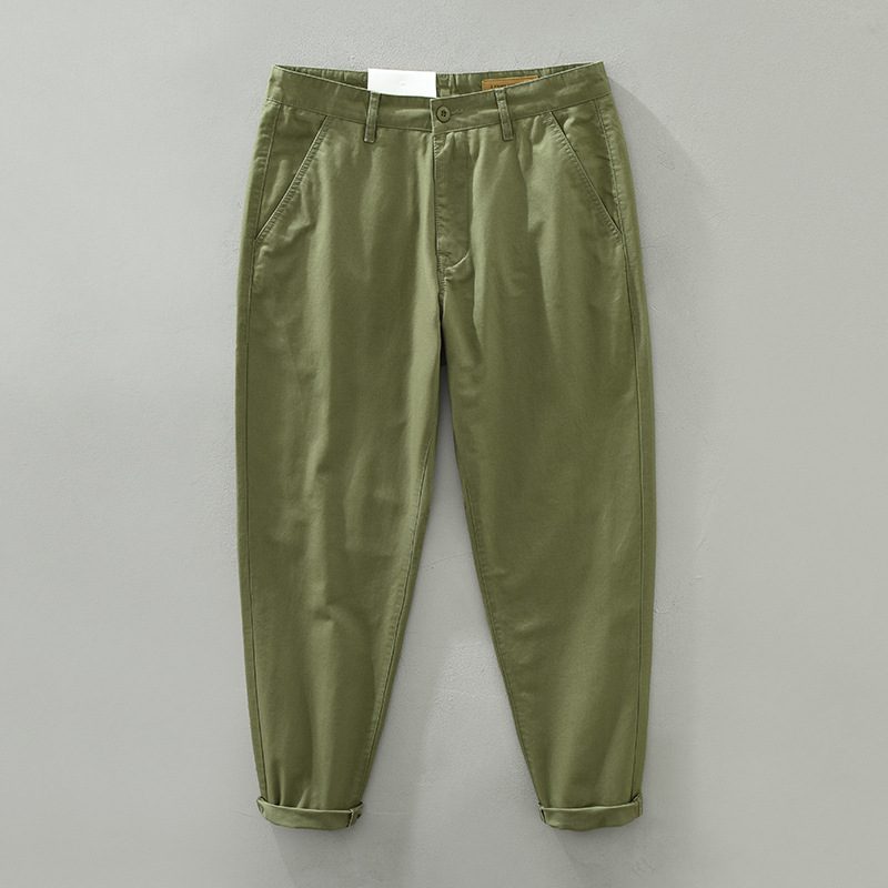 Løse Rette Trendy Bomullsbukser For Menn