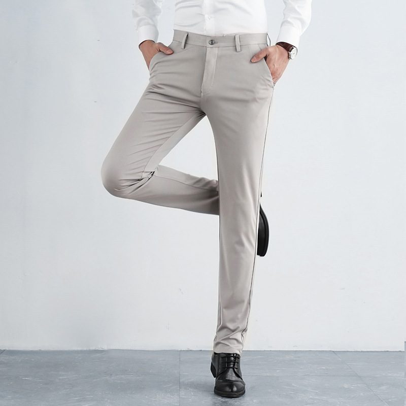 Menns Fritidsbukser Elastisk Rett Ben Slim Fit Slankende Solid Farge