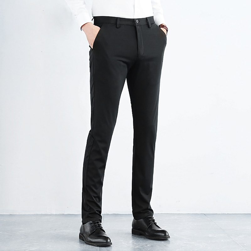 Menns Fritidsbukser Elastisk Rett Ben Slim Fit Slankende Solid Farge