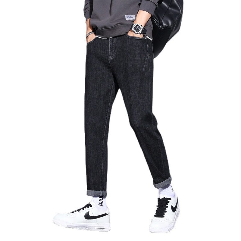 Menns Jeans Rett Løs Fritidsbukser Slim Fit Trend