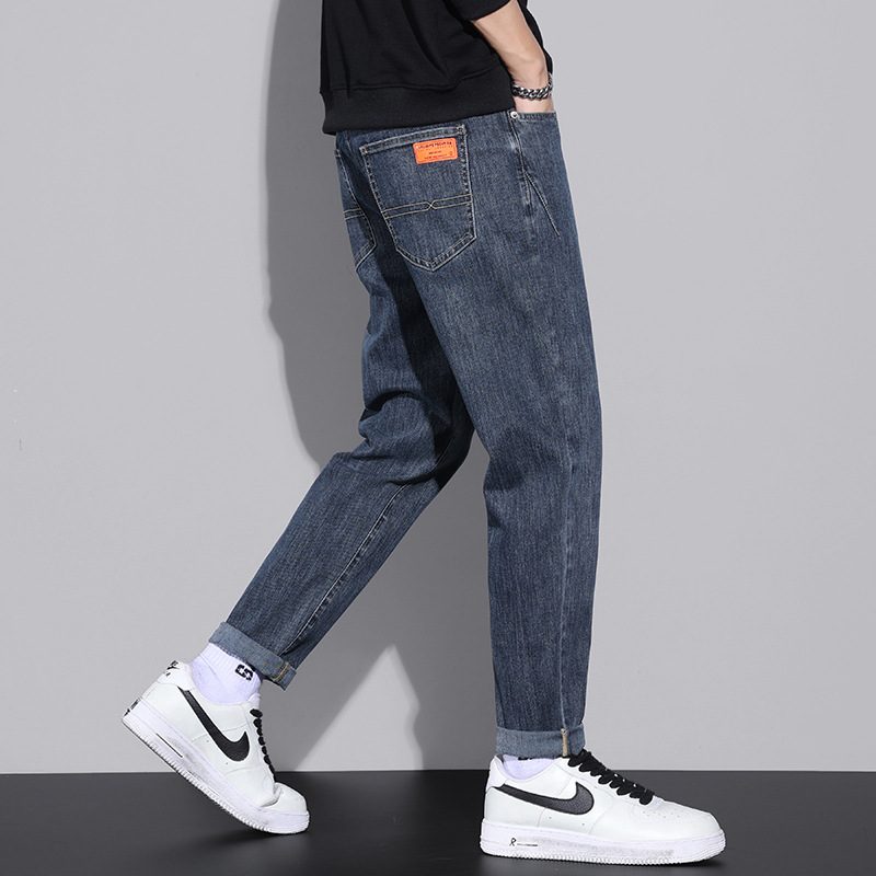 Menns Jeans Rett Løs Fritidsbukser Slim Fit Trend