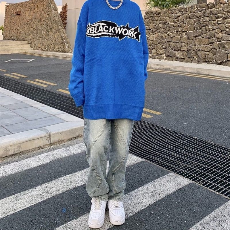 Retro Tredimensjonale Rette Jeans For Menn Løs Mellomhøyde