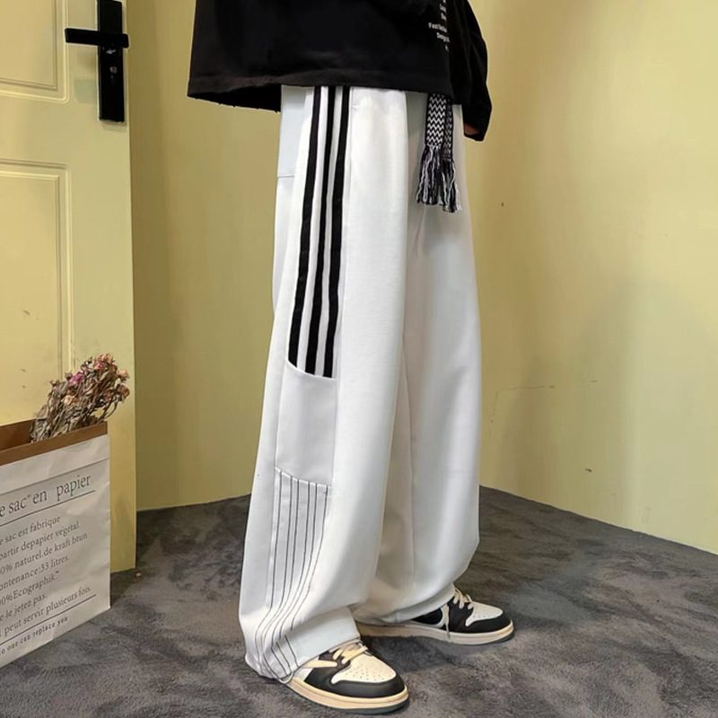 Stripete Rette Joggebukser Herre Løs Casual Basketball Joggebukse