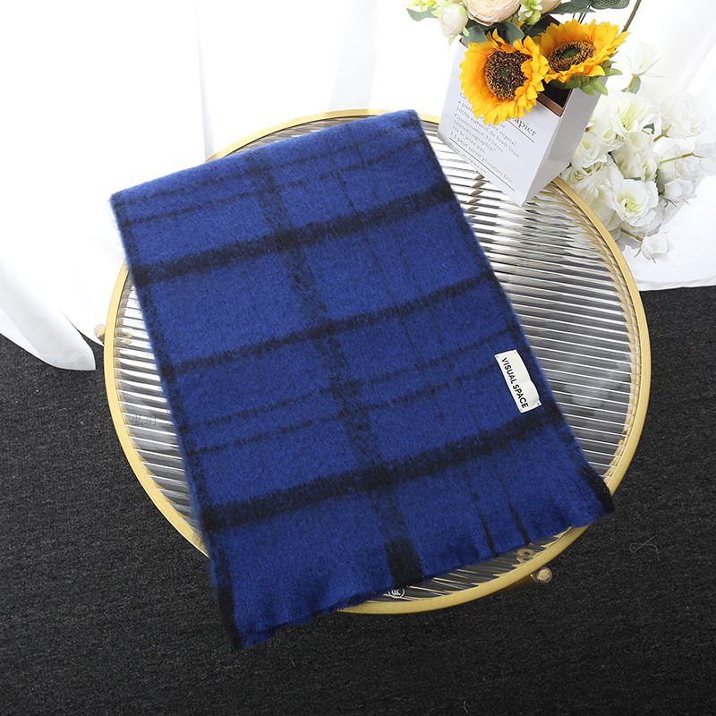 Rutete Skjerf Nye Menn Og Kvinner Høst Og Vinter Mote Varm Regnbue Sjal Dusk Fortykket Mohair