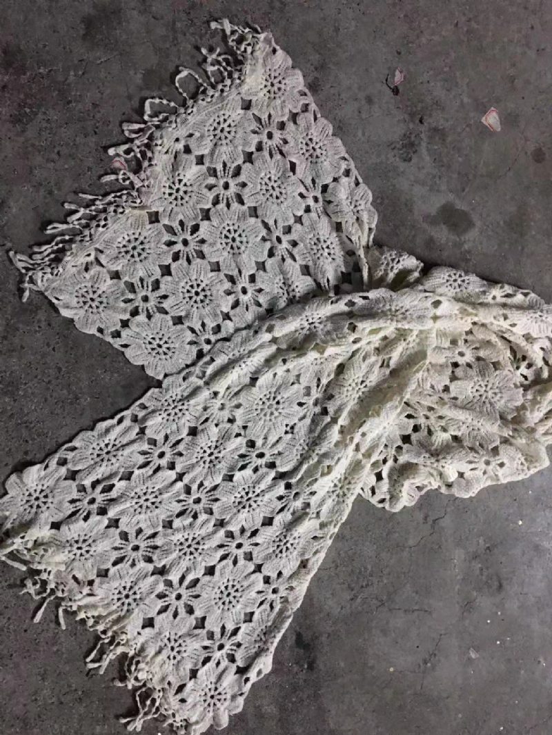 Søt Blonder Krok Blomst Lang Skjerf Broderi Nytt Kvinner