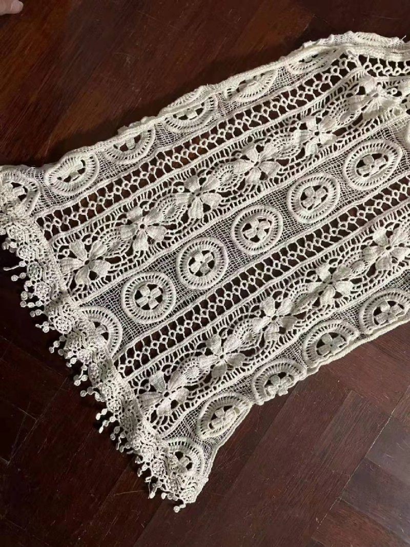 Søt Blonder Krok Blomst Lang Skjerf Broderi Nytt Kvinner