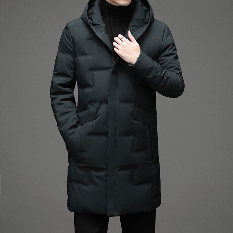 Dunjakke For Menn Mellomlang 2024 Business Slim-fit Jakke Fortykket