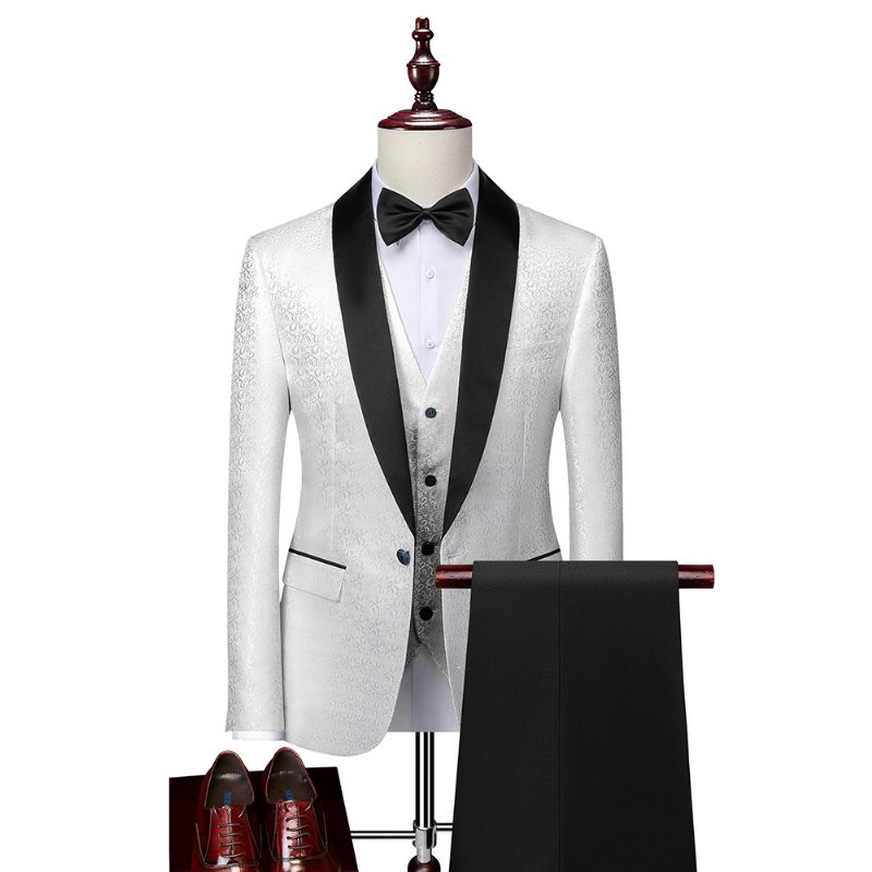 Herredresser Business Casual Dress Slim Fit Trykt Tredelt