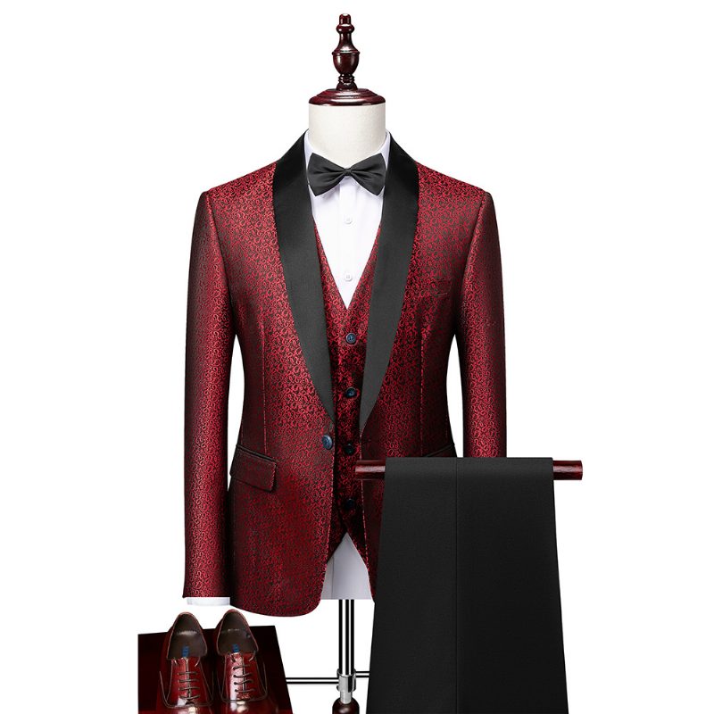 Herredresser Business Casual Dress Slim Fit Trykt Tredelt