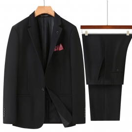 Menns Dress Passer Løs Ren Svart Business Formell Frakk Trend