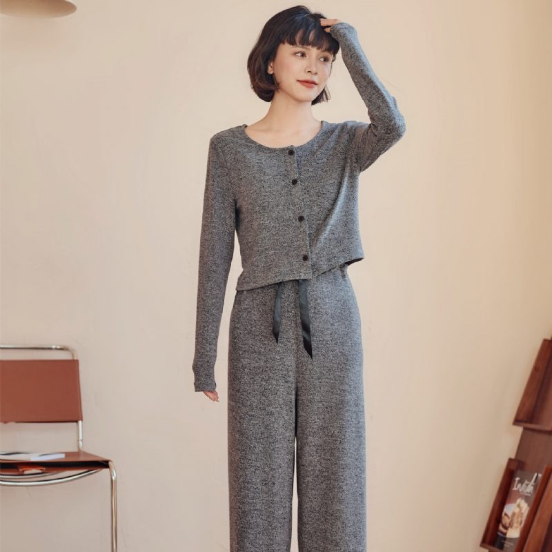 Hjemmeklær For Kvinner Tredelt Dress Langermet Cardigan Camisole Pyjamas