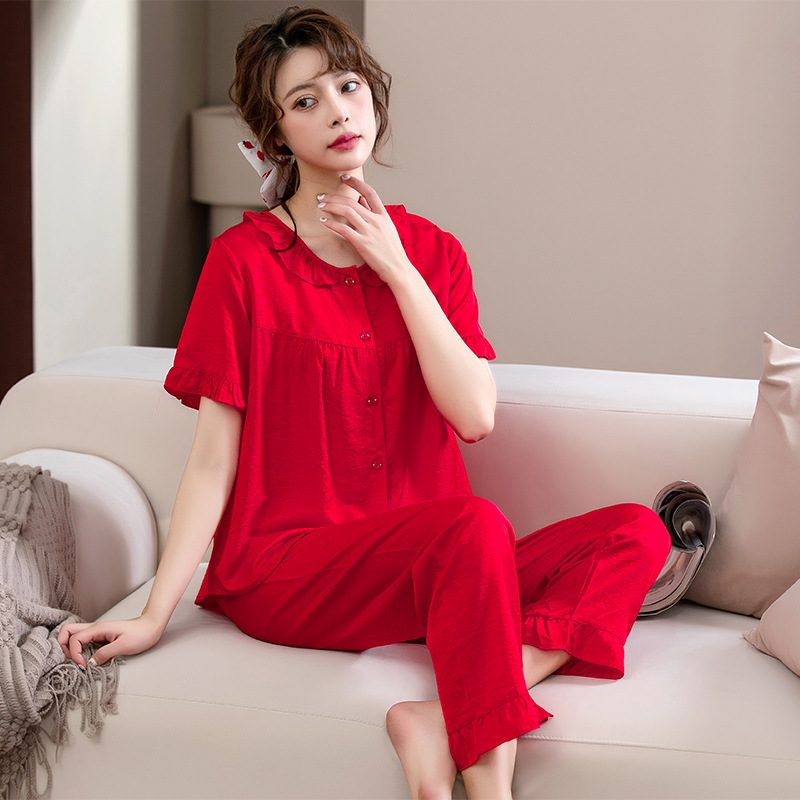 Kvinners Pyjamas Komfortabel Blonder Homewear Kortermet Bukser Cardigan Set
