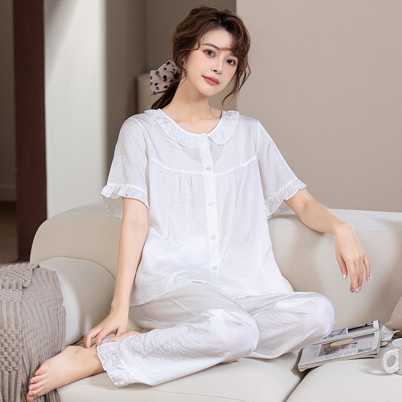 Kvinners Pyjamas Komfortabel Blonder Homewear Kortermet Bukser Cardigan Set