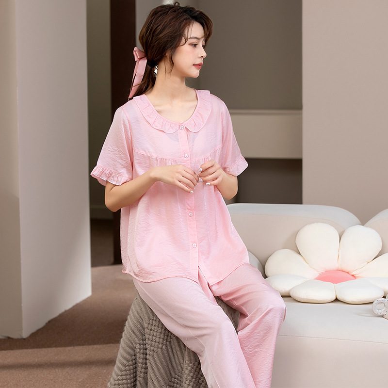 Kvinners Pyjamas Komfortabel Blonder Homewear Kortermet Bukser Cardigan Set