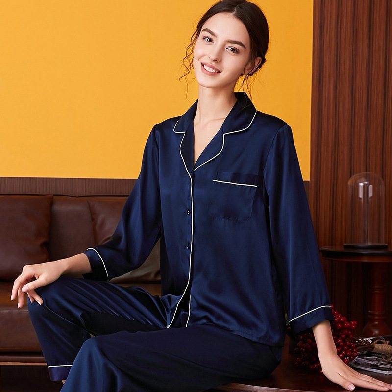 Kvinners Pyjamas Langermet Todelt Dress Par Homewear Silke