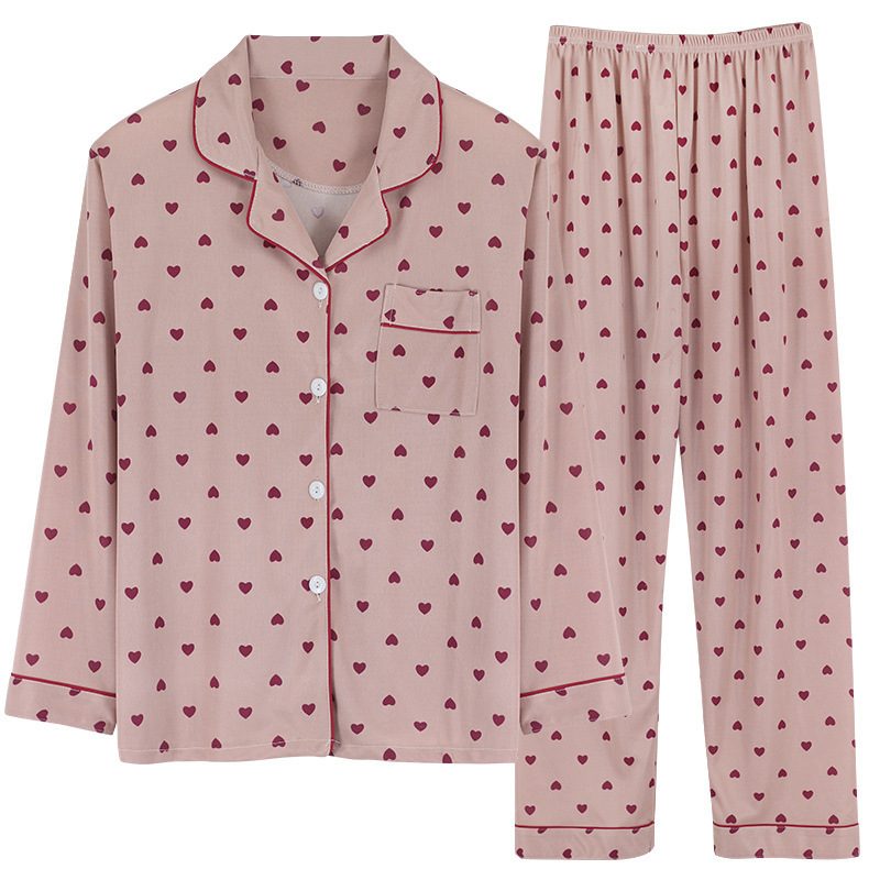 Langermede Bukser Pyjamas Damer Jakkeslag Cardigan Striper Hjemmeklær