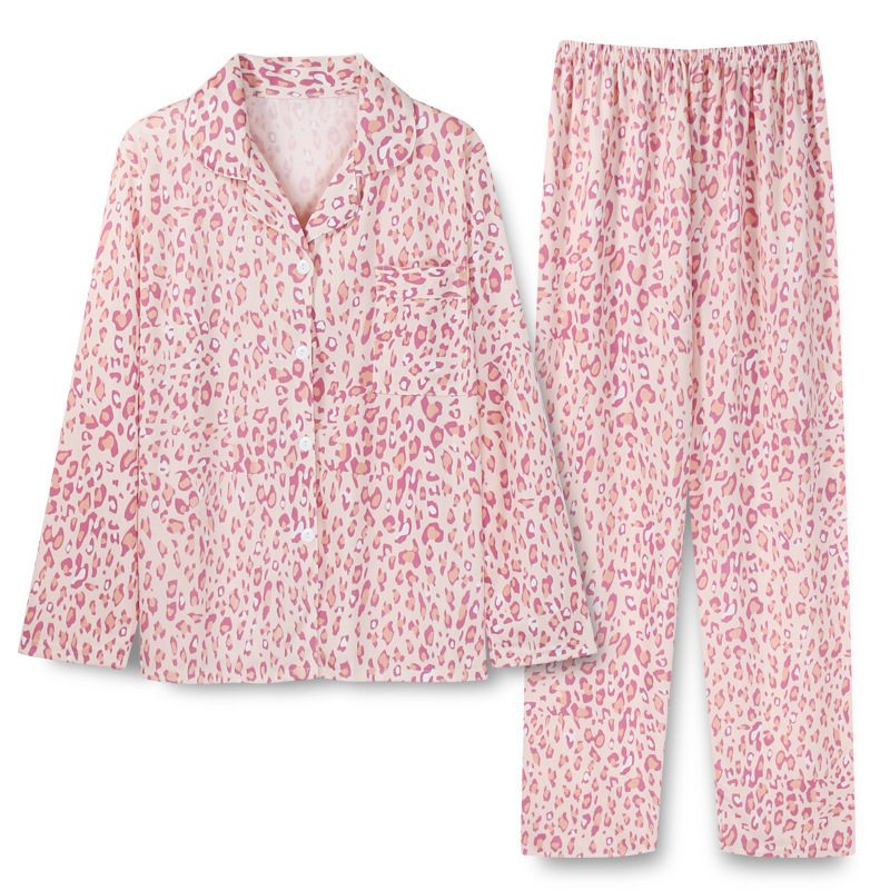 Langermede Bukser Pyjamas Damer Jakkeslag Cardigan Striper Hjemmeklær