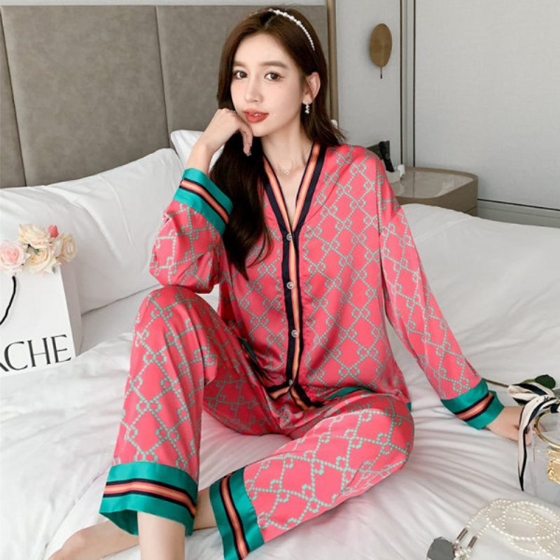 Pyjamassett For Kvinner Loungewear V-hals