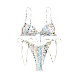 2024 Ny Kontrastfarge Stropprem Sexy Split Bikini Damebadedrakt