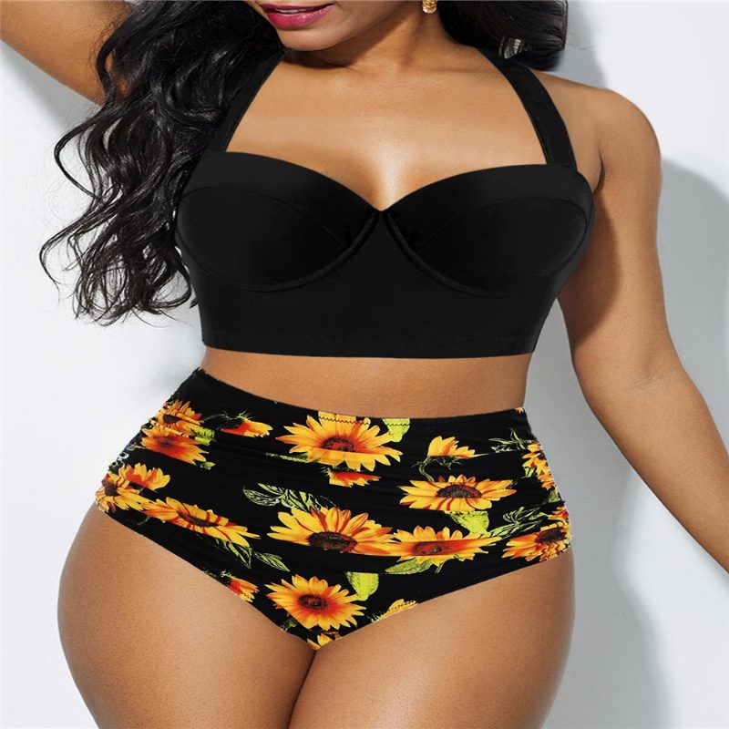 Ny Badedrakt Dame Sexy Print Plus Size Bikini Delt