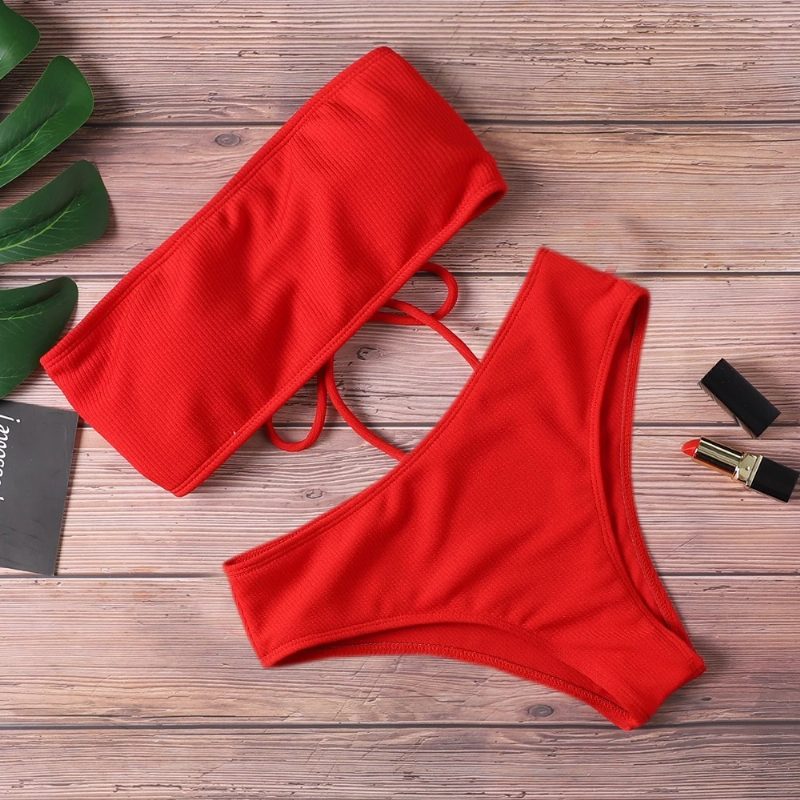Sexy Bikini One Piece Badedrakt Ensfarget Badetøy For Kvinner